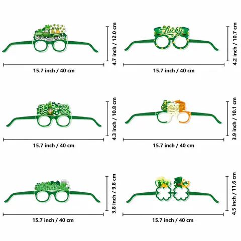 St Patricks Day Party Glasses Paper Green Clover Lucky Irish Festive Eyewear For Costume Parade Celebration Photo Booth Props Assorted Designs