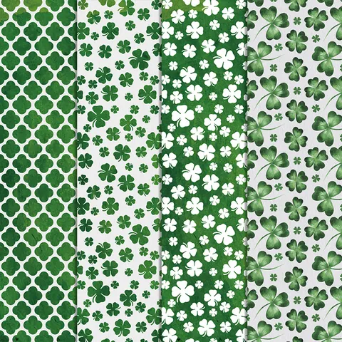 St Patricks Day Gift Wrapping Paper Green Shamrock Clover Patterns Holiday Party Packaging Decoration Wrapping Materials