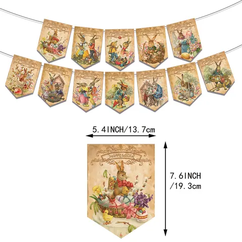 Vintage Ostern Banner Girlande Retro Hase Ei Papier Karton Dekoration Für Home Party Happy Easter Schild