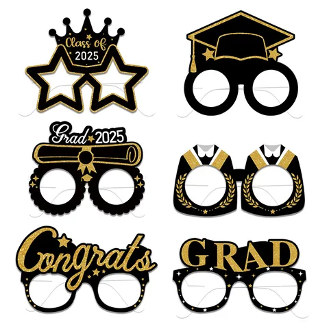 Abschluss Saison 2025 Party Foto Requisiten Brille Schwarz Gold Papier Dekorative Brillen Für Absolventen Feier Partybedarf