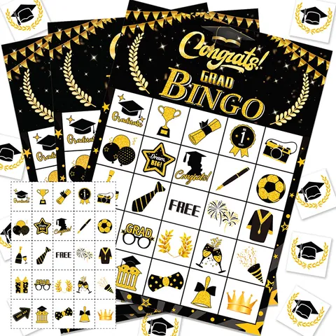 Graduation Bingo Game Cards Set Paper Class Reunion Ceremony Games For Students Congrats Graduation Party Decoration Supplies