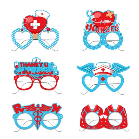 Nurse Day Party Paper Glasses Photo Booth Props Medical Theme RN Thank You Nurses Eyewear Festive Party Favors Assorted Styles