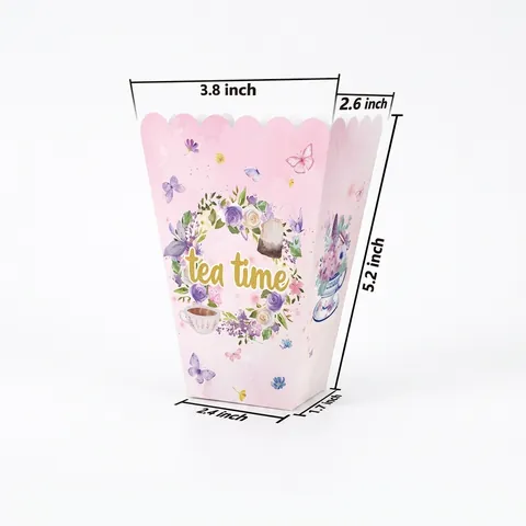 Blumentee Thema Einweg Popcorn Schachteln Rosa Nachmittagstee Snack Box Für Geburtstag Party Geschirr Dekoration