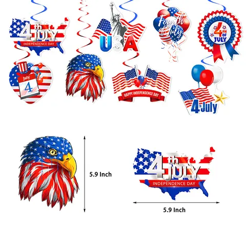 Independence Day Party Decorations Hanging Swirls Set July Fourth Cardstock Statue Of Liberty Eagle Map Ceiling Ornaments