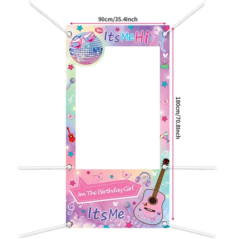 Gitarre Schmetterling Musik Thema Geburtstag Mädchen Fotobox Hintergrund Pink Lila Verlauf Party Deko Banner Foto Requisite