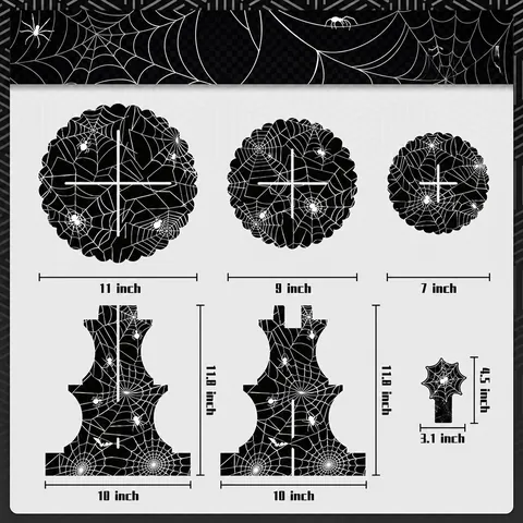Halloween Black Spider Web Three Layer Paper Cake Stand With Cupcake Wrappers And Toppers For Party Table Decor