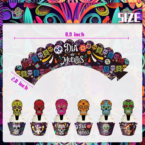 Support À Cupcakes Multicouche Jour Des Morts Avec Enveloppes Et Toppers Papier Décorations Sugar Skull Pour Le Jour Des Morts