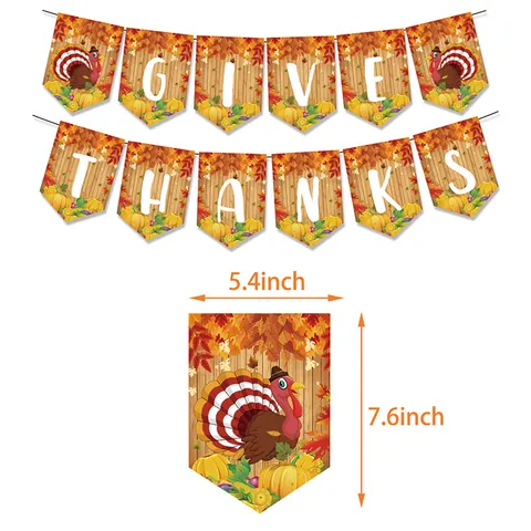 Decorazioni per il Ringraziamento Striscione Give Thanks Striscione Raccolto Autunnale Spirali Appese Tacchino Zucca Foglia di Acero Mais Cornucopia per Casa Interno Festa