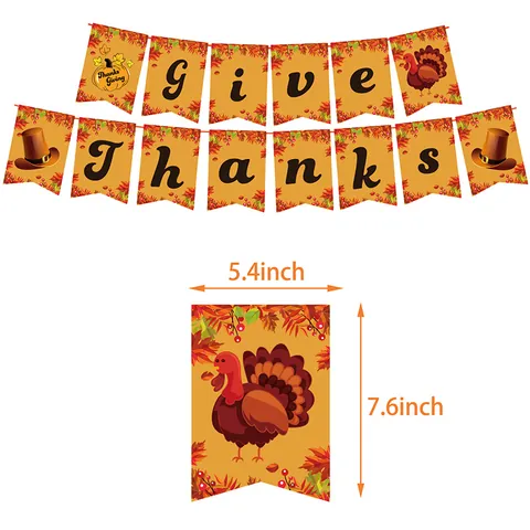Set Decorazioni Festa del Ringraziamento Banner Cake Topper Palloncini Per Autunno Raccolto Tacchino Zucca Foglia d'Acero Celebrazione