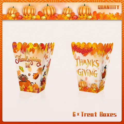 Scatole per Popcorn del Ringraziamento in Carta con Motivi di Tacchino Zucca Foglie d'Acero Contenitori per Snack per Feste del Raccolto Autunnale