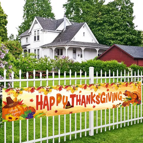 Striscione da Giardino Esterno del Ringraziamento Grande Bandiera da Cortile Appesa per la Decorazione della Festa Autunnale