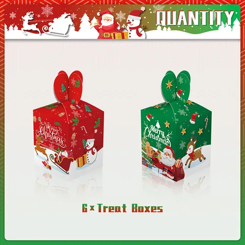 Weihnachten Apfel Geschenkboxen Karton Weihnachtsmann Schneemann Muster Süßigkeitenboxen Für Party Rot Grün Boxen