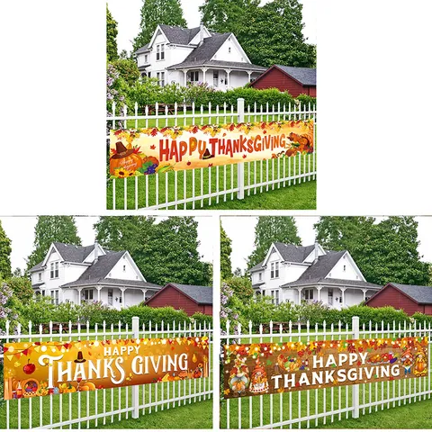 Striscione da Giardino Esterno del Ringraziamento Grande Bandiera da Cortile Appesa per la Decorazione della Festa Autunnale