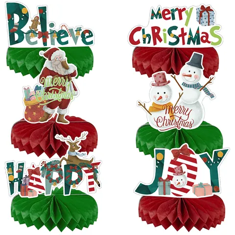 Weihnachten Waben Tischdekoration Papier Schneemann Rentier Weihnachtsmann Tischdeko Festliche Partyartikel Home Ornament