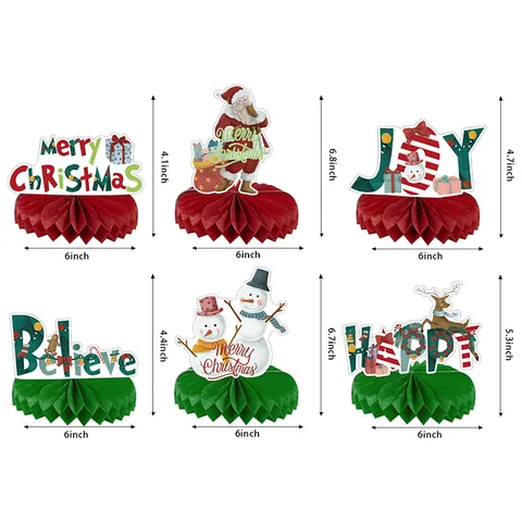 Weihnachten Waben Tischdekoration Papier Schneemann Rentier Weihnachtsmann Tischdeko Festliche Partyartikel Home Ornament