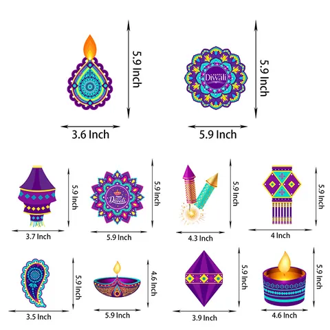 Decorazioni Festa Diwali Spirali Sospese Viola Mandala Diya Lanterna Fuochi d'Artificio Festival Indiano