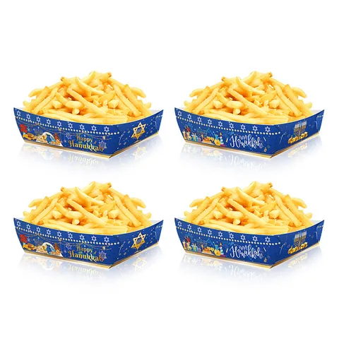 Chanoeka Snackplateaus Papieren Voedseldoosjes Davidsster Menora Patroon Feestartikelen Voor Joodse Feestdagen Tafel Decoratie