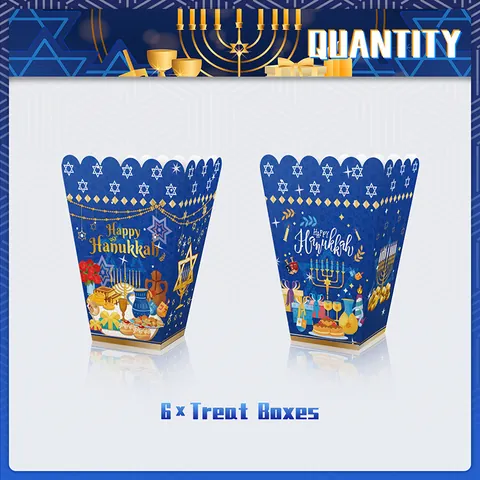 Δοχεία Ποπ Κορν Happy Hanukkah Χάρτινες Θήκες Για Σνακ Και Γλυκά Για Εβραϊκές Γιορτές Διακοσμητικά Είδη Τραπεζιού