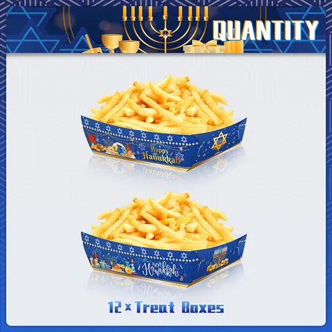 Chanoeka Snackplateaus Papieren Voedseldoosjes Davidsster Menora Patroon Feestartikelen Voor Joodse Feestdagen Tafel Decoratie