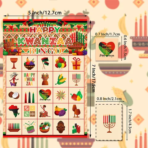 Happy Kwanzaa Bingo Game Cards Marking Cards Paper Party Supplies For Kids Family Celebration School Activities