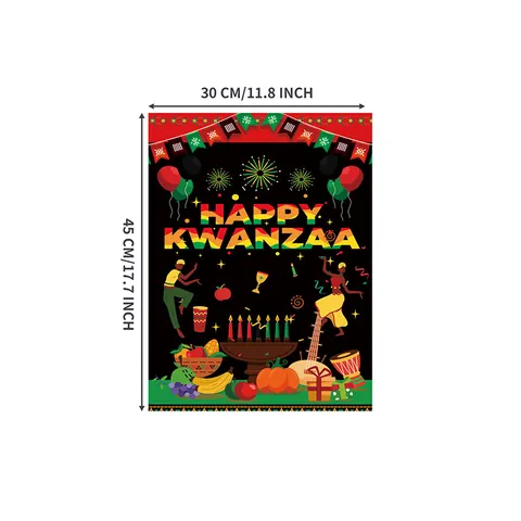 Happy Kwanzaa Garden Flag Polyester Double Sided Outdoor Yard Kinara African Drum Heritage Celebration Decorative Flag