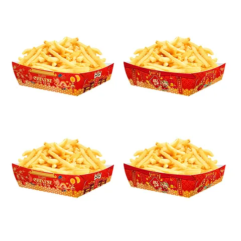 Chinese New Year Red Paper Snack Tray With Dragon Patterns Festive Party Treat Boxes Serving Containers For Snacks And Candy