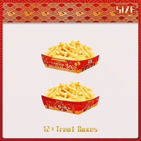 Chinese New Year Red Paper Snack Tray With Dragon Patterns Festive Party Treat Boxes Serving Containers For Snacks And Candy