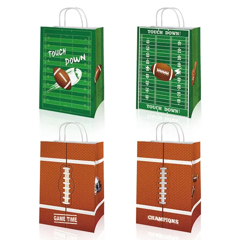 American Football Kraft Paper Gift Bags Super Bowl Party Favors Handle Bags For Sports Theme Party Decorations