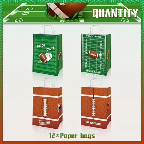 American Football Kraft Paper Gift Bags Super Bowl Party Favors Handle Bags For Sports Theme Party Decorations