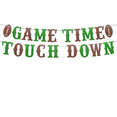 Super Bowl Theme American Football Glitter Banner Game Time Touch Down Bunting For Sports Party Decoration Home Supplies