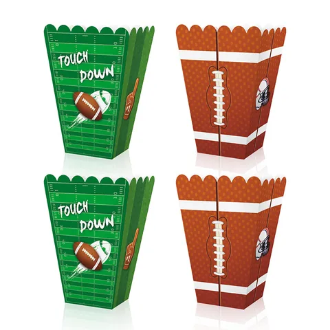 Scatole per Popcorn Football Americano Carta Snack Scatola Caramelle Per Super Bowl Party Sportivo Giorno Gara Decorazioni