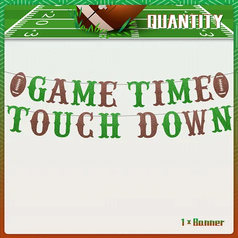 Super Bowl Theme American Football Glitter Banner Game Time Touch Down Bunting For Sports Party Decoration Home Supplies
