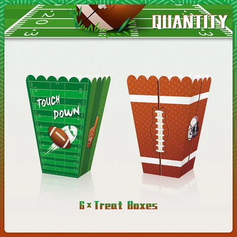 Scatole per Popcorn Football Americano Carta Snack Scatola Caramelle Per Super Bowl Party Sportivo Giorno Gara Decorazioni