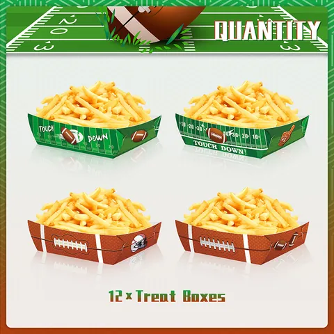 American Football Super Bowl Party Snack Trays White Cardboard Disposable Food Boats For Game Day Sports Theme Birthday Party Supplies