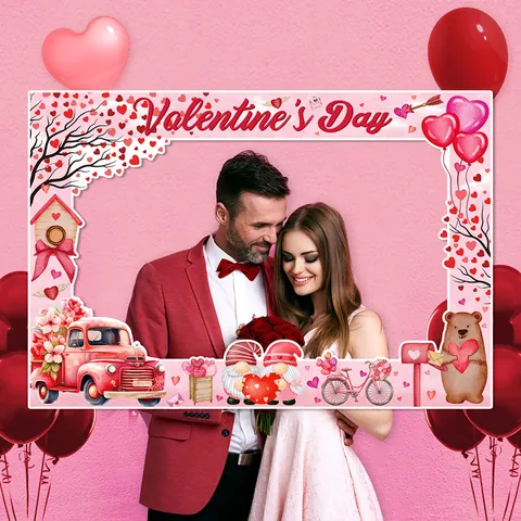 Valentinstag Papier Fotostand Rahmen Requisite Herz Design Für Party Hochzeit Dekoration Romantische Illustration Stil