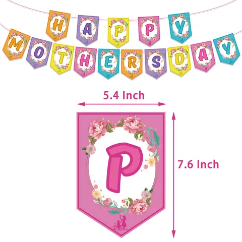 Pancarta Feliz Día De La Madre Y Adornos Para Pasteles Espirales Colgantes Tema Floral Corazón Rosa Decoración De Fiesta Para Mamá