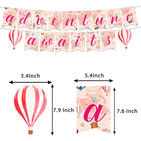 Decorazione per Feste a Tema Viaggio nel Mondo Rosa Striscione Topper Grande per Torta Mini Topper per Cupcake Palloncini in Lattice Mappa del Mondo