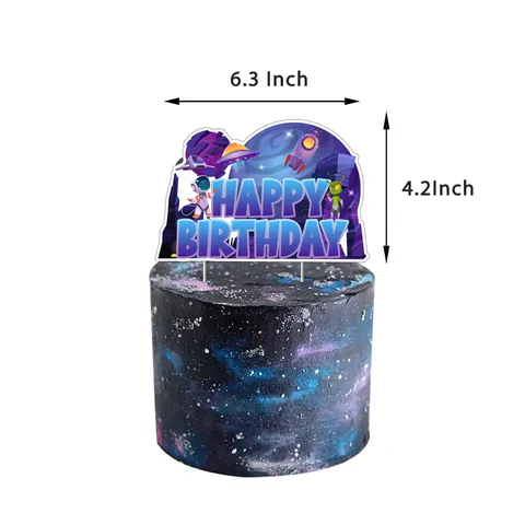 Decorazioni per Feste di Compleanno a Tema Spaziale Astronauta Razzo Pianeta Banner Cake Topper Palloncini in Lattice per Bambini