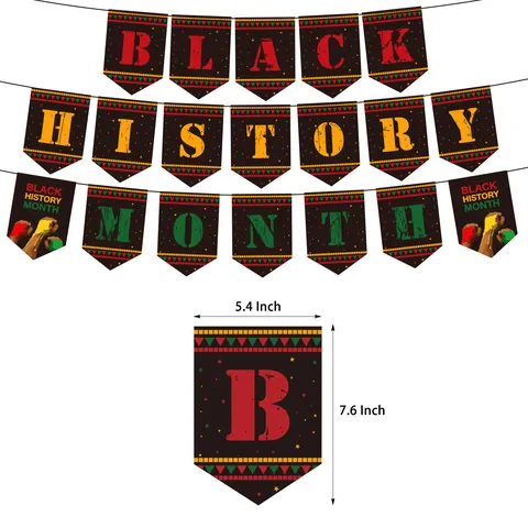 Black History Month Banner Set Pan-African Red Yellow Green Black Bunting Banner For Celebration Party Wall Decorations Pennants