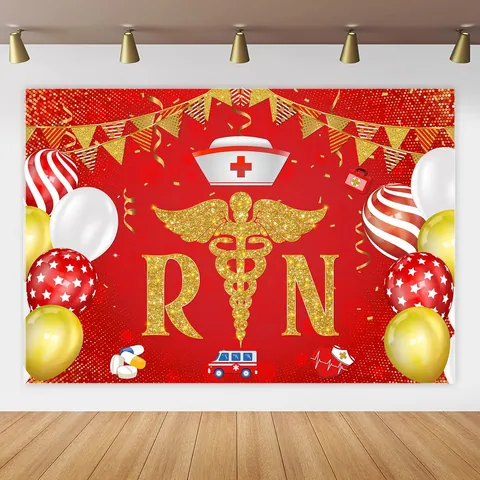 Decorazioni per Feste di Laurea del Giorno dell'Infermiera Sfondo Grazie Infermiere Congratulazioni Banner Segnale del Portico Copertura della Porta Decorazioni Appese Tessuto in Poliestere Forniture per Feste a Tema Medico
