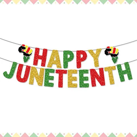 Bannière de Fête Juneteenth Décorations Freedom Day Black History Month Guirlandes en Papier Cartonné Pailleté Décoration Murale Maison