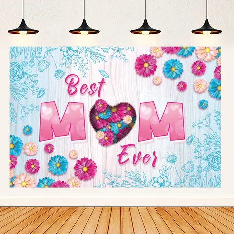 Decorazione per Festa della Mamma Sfondo Best Mom Ever Floreale Cuore Centrotavola Carta a Nido d'Ape Ornamento
