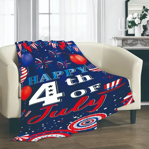 Independence Day July Fourth Blanket Flannel Soft Throw Blanket Patriotic United States Flag Stars Stripes Decorative Blanket For Sofa Home Office Decor