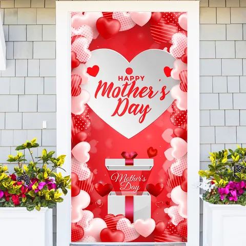 Cartel de Porche para el Día de la Madre Pancarta de Jardín al Aire Libre Cubierta de Puerta de Corazón Floral Decoración Mejor Mamá del Mundo