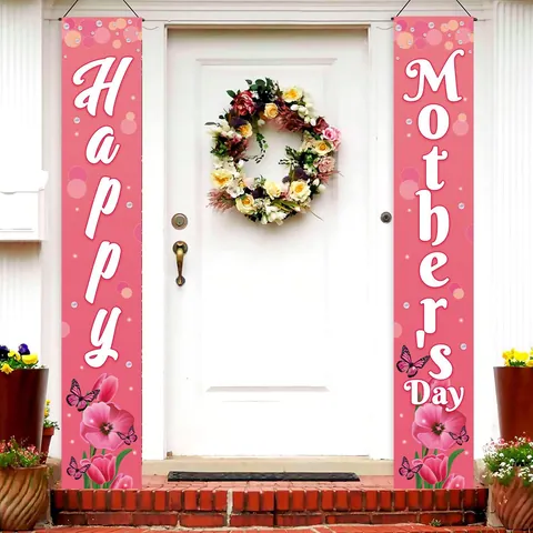 Cartel de Porche para el Día de la Madre Pancarta de Jardín al Aire Libre Cubierta de Puerta de Corazón Floral Decoración Mejor Mamá del Mundo