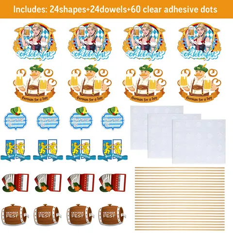 Munich Beer Festival Party Decorations Oktoberfest Table Centerpieces Vase Inserts Bavarian Style Paper Cards With Wood Sticks