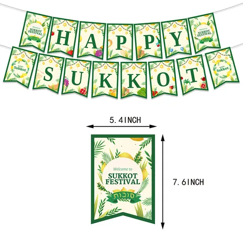 Decorazioni per Feste del Festival di Sukkot Con Banner Happy Sukkot Topper per Torte Palloncini in Lattice per Evento Ebraico