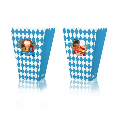 Contenitori per Popcorn Oktoberfest Scatole di Carta a Rombi Bianco e Blu per Snack e Dolci Decorazioni per Festival della Birra