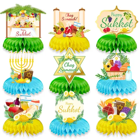 Happy Sukkot Honeycomb Centerpieces Jewish Feast Of Tabernacles Party Table Decorations Star Of David Menorah Paper Ornaments