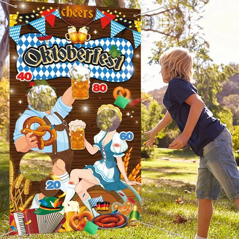 Oktoberfest Παιχνίδι Ρίψης Σάκων από Πολυεστέρα Πανό Νερά Ξύλου Βαυαρικό Πάρτι για Παιδιά Αξεσουάρ Εξωτερικού Χώρου